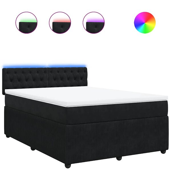 vidaXL Sommier à lattes de lit avec matelas Noir 140x200 cm Velours