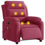vidaXL Fauteuil inclinable massage électrique rouge bordeaux velours