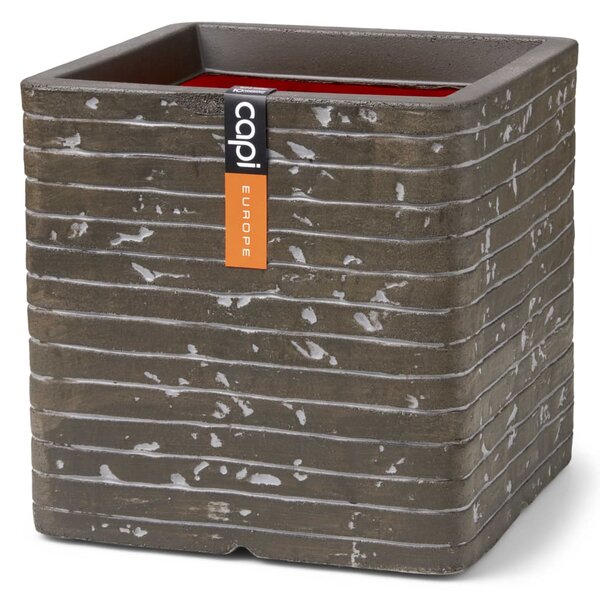 Capi Jardinière Nature Row carrée 30x30x30 cm Vert olive