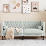 vidaXL Canapé Chesterfield avec traversins 2 places gris clair velours