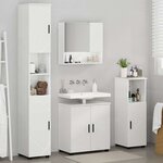 vidaXL Ensemble de mobilier de salle de bain 4 Pièces Blanc brillant