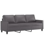 vidaXL Canapé à 3 places avec repose-pieds Gris 180 cm Similicuir
