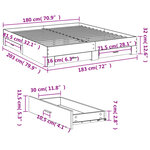 vidaXL Cadre de lit avec tiroirs sans matelas blanc 180x200 cm