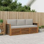 vidaXL Ensembles de canapés avec coussin 3 Pièces Bois d'Acacia Massif