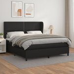vidaXL Sommier à lattes de lit avec matelas Noir 180x200 cm Similicuir