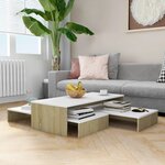 vidaXL Ensemble de tables basses gigognes Blanc chêne 100x100x26 5 cm