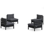 vidaXL Salon de jardin 4 Pièces avec coussins anthracite Bois de pin