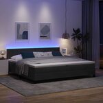 vidaXL Lit à ressort LED avec matelas Noir 200 x 200 cm Velours