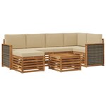 vidaXL Ensemble de canapé d'angle avec coussin 6 Pièces Naturel