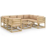 vidaXL Salon de jardin 9 Pièces avec coussins bois de pin imprégné