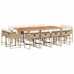vidaXL Ensemble à manger de jardin et coussins 13 Pièces beige