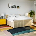 vidaXL Sommier à lattes de lit avec matelas Crème 200x200 cm Tissu