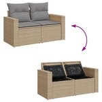 vidaXL Canapé de jardin avec coussins 2 places beige résine tressée