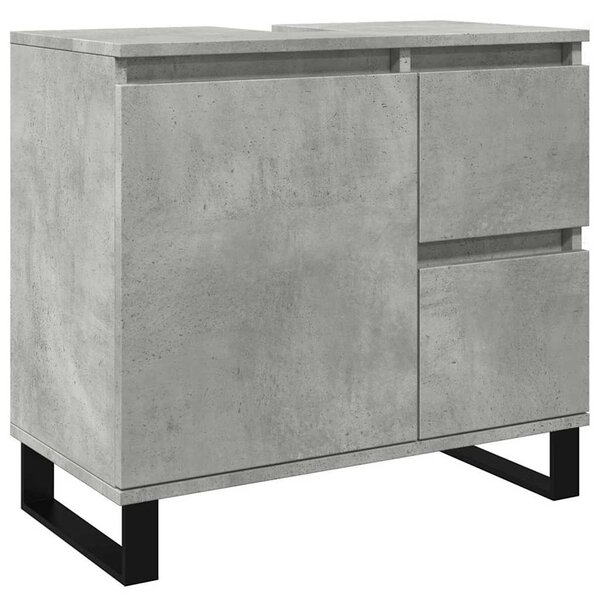 vidaXL Armoire de lavabo de salle de bain gris béton 65x33x60 cm