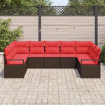 vidaXL Ensemble de Canapés avec coussin 9 Pièces Marron polyrotin