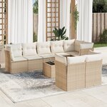 vidaXL Salon de jardin avec coussins 9 Pièces beige résine tressée