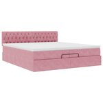 vidaXL Cadre de lit ottoman avec matelas rose 200x200 cm velours