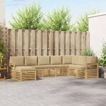 vidaXL Ensemble de canapés d'extérieur 6 pc Blanc et Beige Polyester