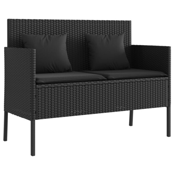 vidaXL Banc de jardin avec coussins noir résine tressée