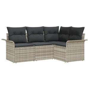 vidaXL Ensemble de canapé de jardin 4 Pièces Gris clair Poly rotin