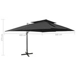 vidaXL Parasol déporté à double toit Noir 400x300 cm