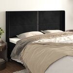 vidaXL Tête de lit avec oreilles Noir 183x16x118/128 cm Velours