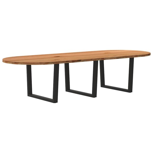 vidaXL Table à manger marron clair bois de chêne massif ovale