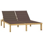 vidaXL Chaise longue double et coussins taupe Bois de pin imprégné