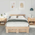 vidaXL Cadre de lit avec tête de lit Marron 135 x 190 cm Pin massif