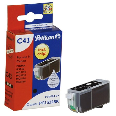 C43 cartouche jet d'encre compatible avec oem pgi-525pgbk 4529b001 noir pelikan printing