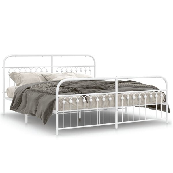 vidaXL Cadre de lit métal sans matelas et pied de lit blanc 183x203 cm
