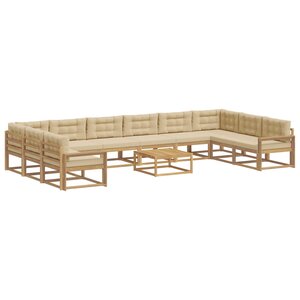 vidaXL Ensemble de canapés d'extérieur 11 Pièces Blanc et Beige