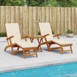 vidaXL Chaise longue inclinable et pliable 3 Pièces Crème blanc