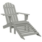 vidaXL Chaise de jardin Adirondack avec pouf et table Sapin Gris