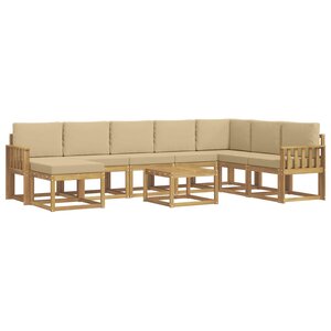 vidaXL Ensemble de canapés d'extérieur 9 Pièces Blanc et Beige