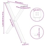 vidaXL Pieds de table à manger en forme de X 2 pièces Anthracite 90 x (72-73) cm Acier
