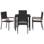 vidaXL Ensemble de salle à manger pour jardin 5 Pièces Noir Poly rotin