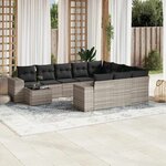 vidaXL Salon de jardin 11 Pièces avec coussins gris clair résine tressée