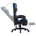 Chaise fauteuil siège pivotante de bureau informatique étude de jeux vidéo avec repose-pied et similicuir bleu 02_0024217