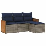 vidaXL Salon de jardin 4 Pièces avec coussins gris résine tressée