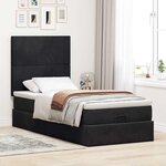 VidaXL Cadre de lit ottoman avec matelas noir 100x200cm velours