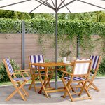 vidaXL Ensemble à manger de jardin 5 Pièces bleu blanc tissu bois massif