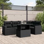 vidaXL Salon de jardin 6 Pièces avec coussins noir résine tressée