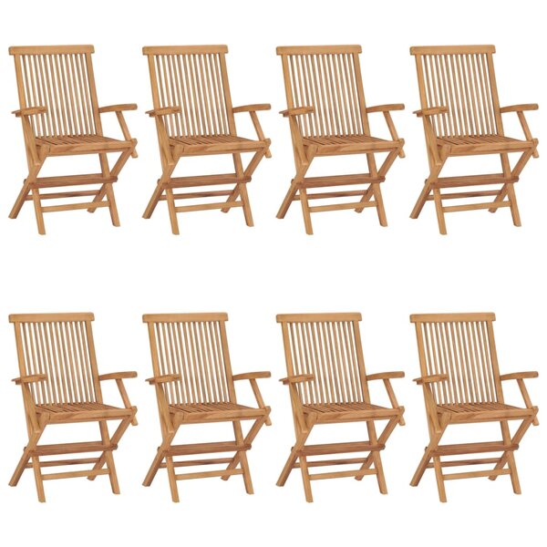 vidaXL Chaises de jardin lot de 8 Bois de teck massif