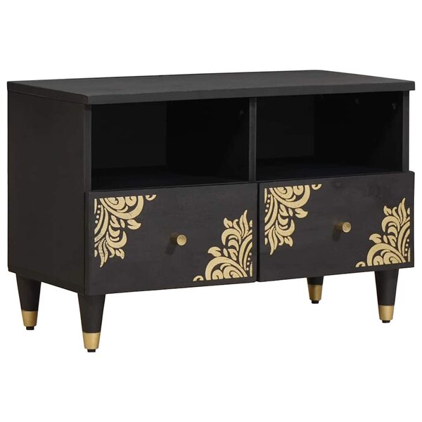 vidaXL Meuble TV Noir 70 x 33 x 46 cm Bois de mangue massif