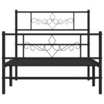 vidaXL Cadre de lit métal sans matelas avec pied de lit noir 107x203cm