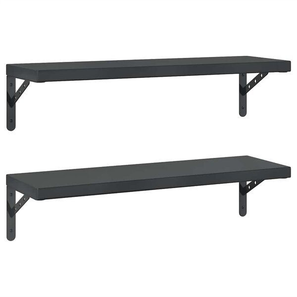 vidaXL Étagères murales 2 Pièces 75x23 5 cm noir acier inoxydable