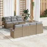 vidaXL Ensemble de canapé de jardin 8 Pièces Beige et gris