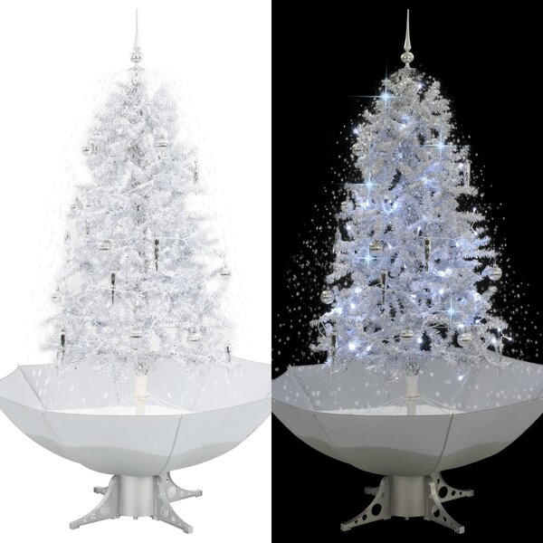vidaXL Arbre de Noël neigeux avec base de parapluie Blanc 170 cm
