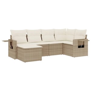 vidaXL Salon de jardin avec coussins 6 Pièces beige résine tressée